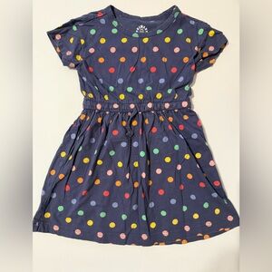 Primary-Colorful Navy Polka Dot Kids Dress